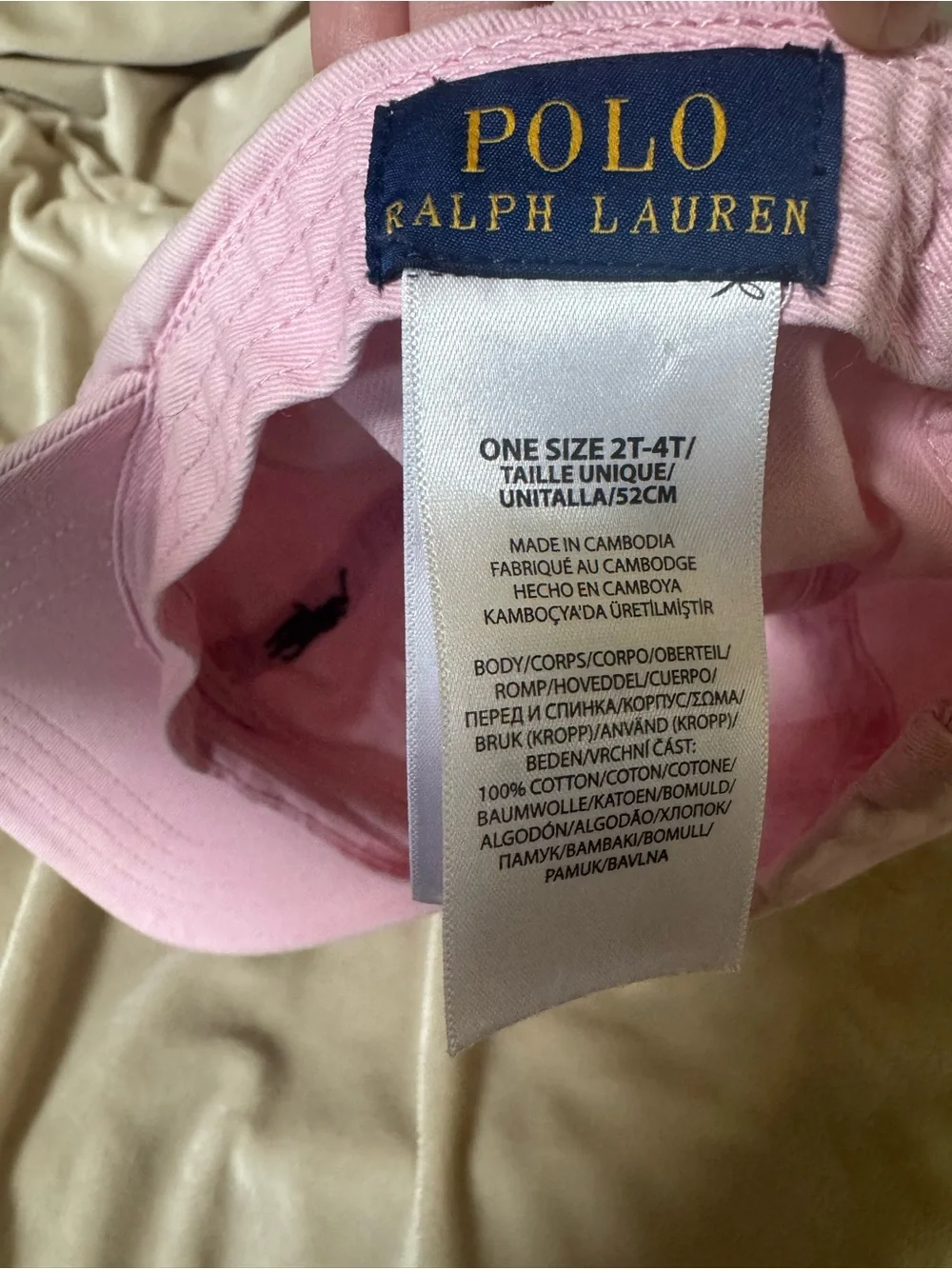 Polo by Ralph Lauren Light Pink baby Kids Baseball Cap with Navy Logo